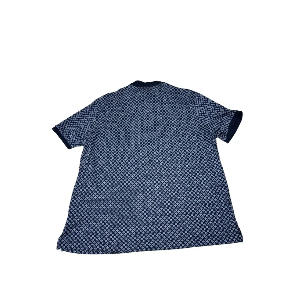 Polo Ralph Lauren Mens Large Classic Fit Geometric Print Polo Shirt Navy Stretch